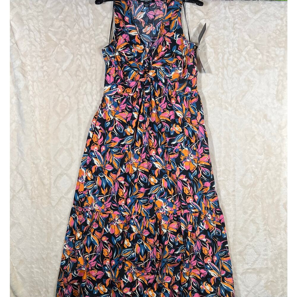 French Connection Large Floral Maxi Dress Sleeveless Pockets Elastic Waist NWT